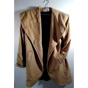 Paul et Duffier Size L Wool Collared Peacoat Tan Golden Coat